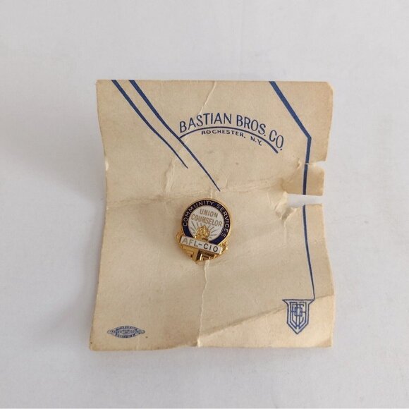 Vintage Community Service Union Counselor AFL-CIO Lapel Hat Pin Bastian Bros - Picture 1 of 4
